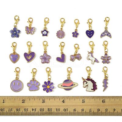 20Pcs 20 Styles Alloy Enamel Pendant Decorations HJEW-FS00047-1