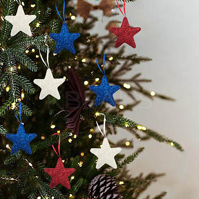 24Pcs 3 Colors Independence Day Foam Star Pendant Decorations AJEW-CN0004-58-1