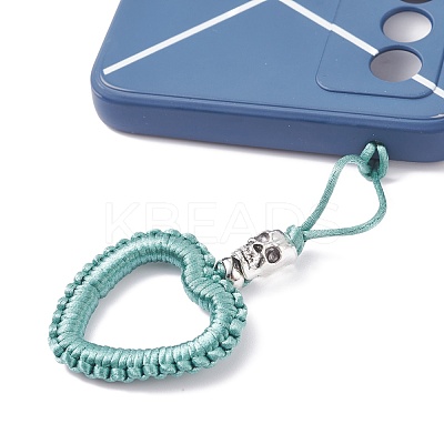 Heart Braided Nylon Cord Mobile Accessories HJEW-JM00607-1