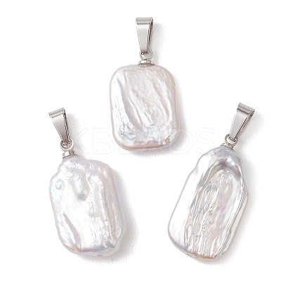 Natural Baroque Pearl Keshi Pearl Pendants PALLOY-JF05113-1