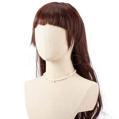 Natural Rose Quartz Chip Beaded Necklace for Girl Women NJEW-TA00016-02-1