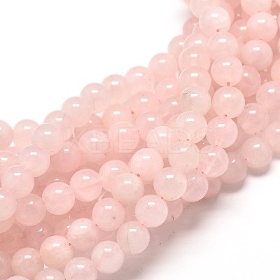 Natural Rose Quartz Round Beads Strands X-G-P072-05-4mm-1