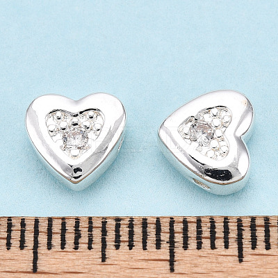 Brass Micro Pave Cubic Zirconia Beads FIND-Z035-18S-1