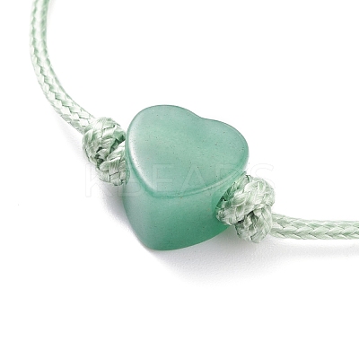 Natural Green Aventurine Heart Braided Cord Bracelet BJEW-JB07685-03-1