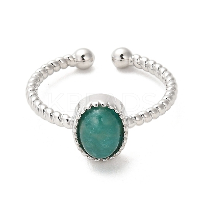Natural Amazonite Open Cuff Ring RJEW-M166-04P-D-1
