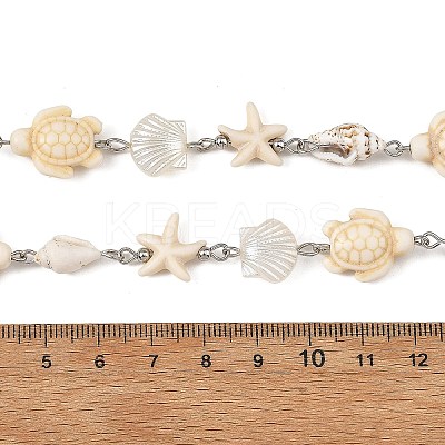 ABS Imitation Pearl & Synthetic Turquoise Beaded Chains AJEW-JB01668-1