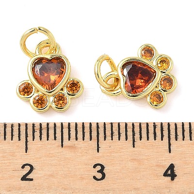 Brass Pave Cubic Zirconia Paw Print Charms KK-I355-17G-01-1