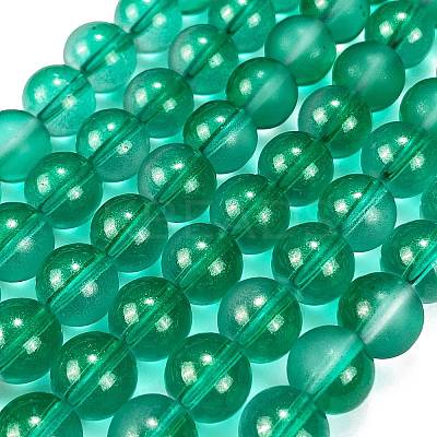 Frosted Transparent Glass Bead Strands GLAA-P065-10mm-14-1