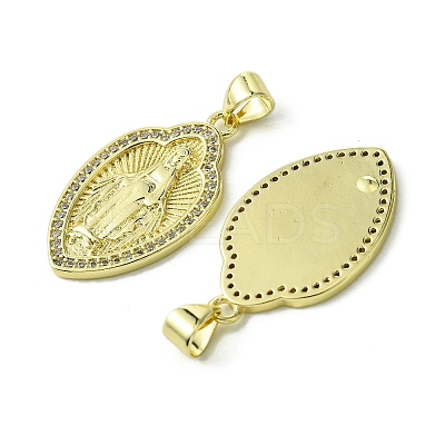 Brass Micro Pave Clear Cubic Zirconia Pendants KK-H472-50A-G-1