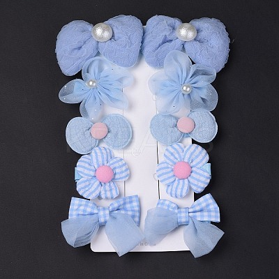 5 Pair 5 Style Bowknot & Flower Polyester Alligator Hair Clips PHAR-C012-01D-1