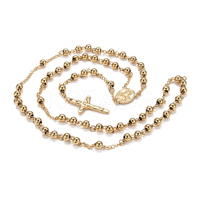 Men's Rosary Bead Necklace with Crucifix Cross NJEW-I011-6mm-08-1