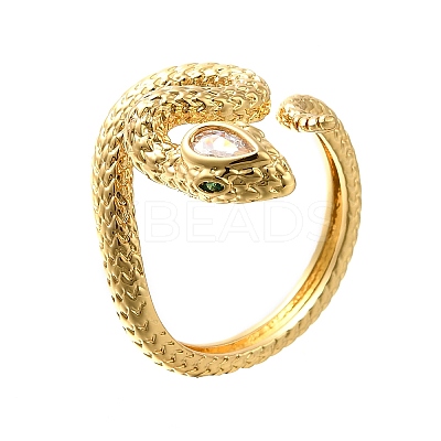 Brass Micro Pave Cubic Zirconia Cuff Rings for Women RJEW-D301-31G-1