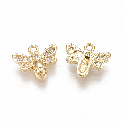 Brass Micro Pave Cubic Zirconia Charms KK-S350-081G-1