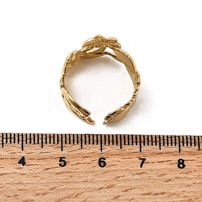 304 Stainless Steel Cuff Rings for Women RJEW-F193-01G-1