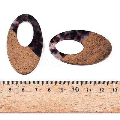 Transparent Resin and Walnut Wood Pendants RESI-T057-02B-1