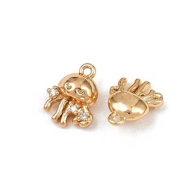Brass Micro Pave Cubic Zirconia Pendants KK-K407-17G-1