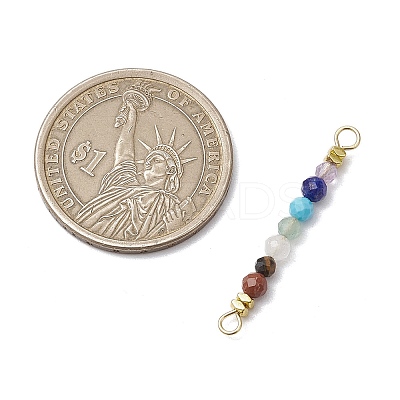Natural & Synthetic Round Gemstone Faceted Round Beaded Chakra Connector Charms PALLOY-JF03456-1