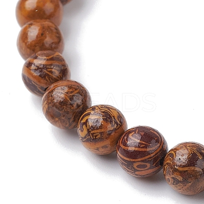 Natural Miriam Stone Round Beaded Stretch Bracelets BJEW-JB09917-02-1