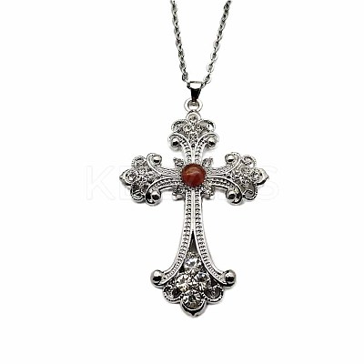 Vintage sparkling Alloy Rhinestone Cross Pendants Necklaces for Women IL0019-15-1