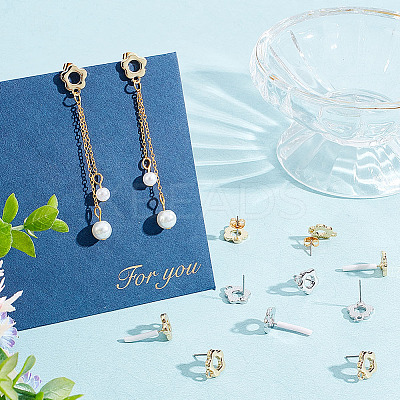 24Pcs 2 Color Alloy Flower Stud Earring Findings FIND-HY0001-56-1