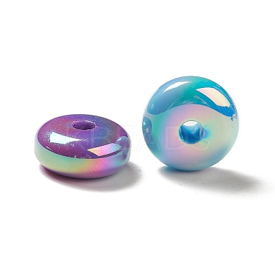 UV Plating Opaque Rainbow Iridescent Acrylic Beads PACR-D069-03-1