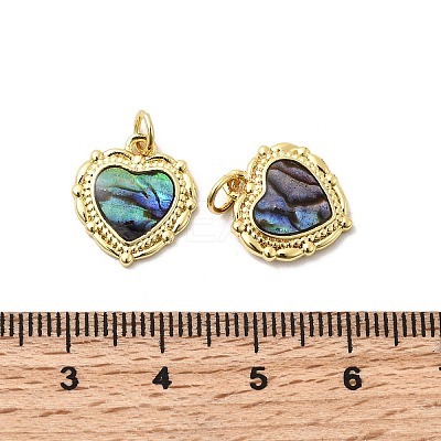 Epoxy Resin & Natural Paua Shell Heart Charms KK-K384-19A-G-1