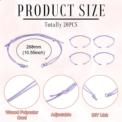 20Pcs Waxed Polyester Cord Bracelet Making AJEW-TAC00090-1