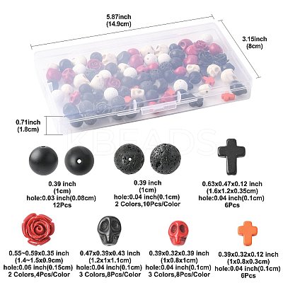 100Pcs 13 Styles Halloween Synthetic Turquoise and Synthetic Coral Beads Set G-FS0005-92-1