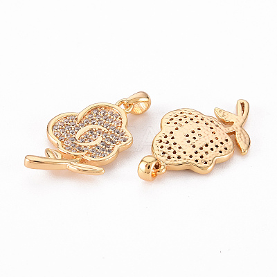 Brass Micro Pave Clear Cubic Zirconia Pendants KK-T062-94G-NF-1