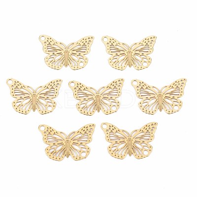 Rack Plating 304 Stainless Steel Filigree Connerctor Charms X-STAS-T057-48G-1