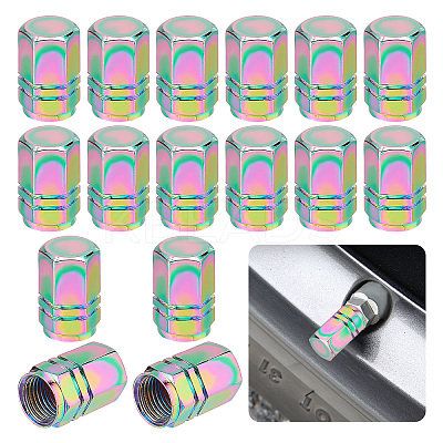 Aluminium Alloy Hexagon Head Tire Valve Caps AJEW-WH0329-19-1