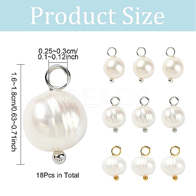 18Pcs 3 Colors Natural Cultured Freshwater Pearl Pendants PALLOY-YW00036-1