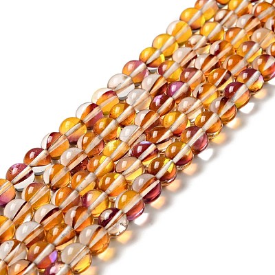 Electroplated Synthetic Moonstone Beads Strands G-F143-A02-M-1