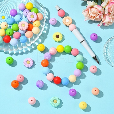 Round/Daisy Silicone Focal Beads SIL-YW0001-49-1