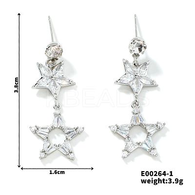 Copper Hollow Zirconia Pentagram Earrings XV4508-1-1