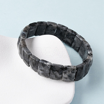 Rectangle Natural Labradorite Beads Stretch Bracelets for Women Men BJEW-Z149-01F-1