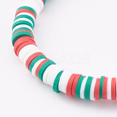 Polymer Clay Heishi Beaded Stretch Bracelets BJEW-JB06026-01-1