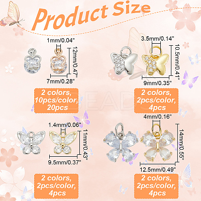 Alloy & Brass Cubic Zirconia Charms ZIRC-AR0001-26-1