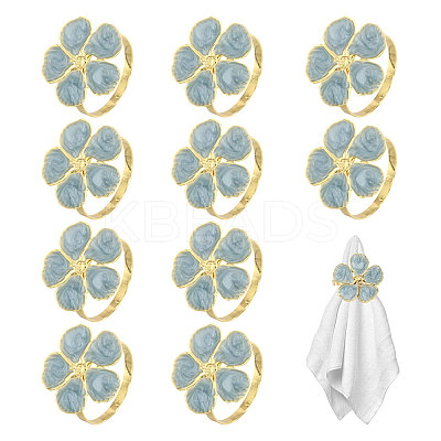 Flower Iron Enamel Napkin Rings AJEW-WH0077-019-1