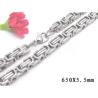 Non-Tarnish 201 Stainless Steel Byzantine Chain Necklaces NJEW-V0306-05-1