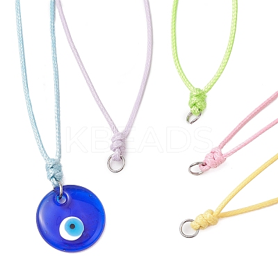 5Pcs 5 Colors Adjustable Waxed Polyester Cord Necklace Making AJEW-JB01309-01-1