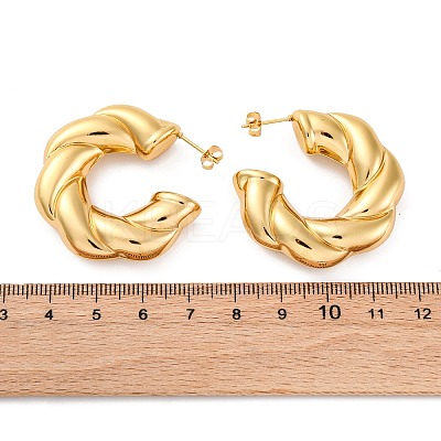 Twist C-Shaped 304 Stainless Steel Stud Earrings for Women LS-EJEW-A125-04G-1