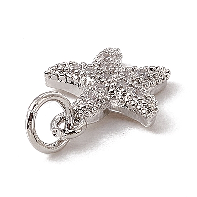 Brass Micro Pave Cubic Zirconia Charms X-ZIRC-F132-13P-1