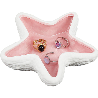 1Pc Starfish Shape Ceramic Jewelry Plate AJEW-SC0002-96A-1