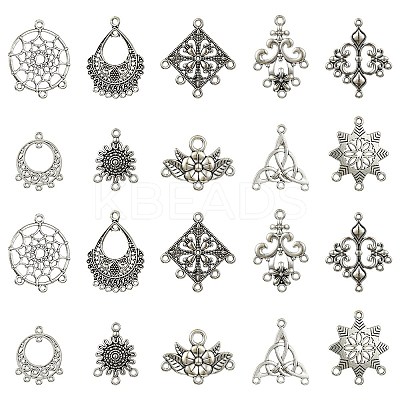 24Pcs 12 Style Tibetan Style Chandelier Component Links TIBEP-YW0001-73-1