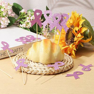 12 Bags October Breast Cancer Pink Awareness Ribbon Paper Glitter Powder Cake Inserts DIY-CA0007-71-1
