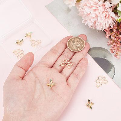 8Pcs 2 Styles Brass Pendants & Brass Micro Pave Cubic Zirconia Pendants KK-AR0003-70-1