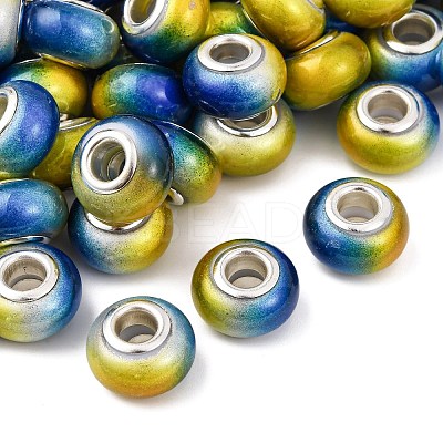 Two Tone Opaque Resin Rondelle European Beads RESI-Z046-02J-1