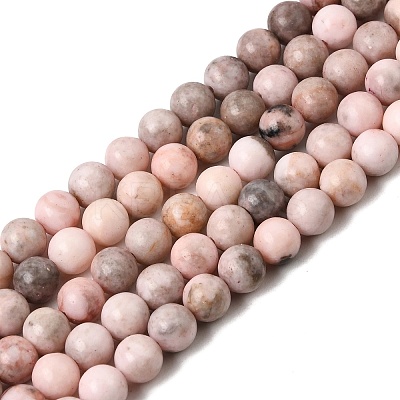 Natural Pink Zebra Jasper Beads Strands X-G-P231-01-6mm-1