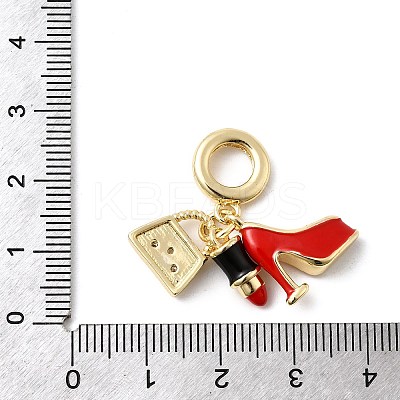 Brass Micro Pave Clear Cubic Zirconia European Dangle Charms KK-C138-02G-1